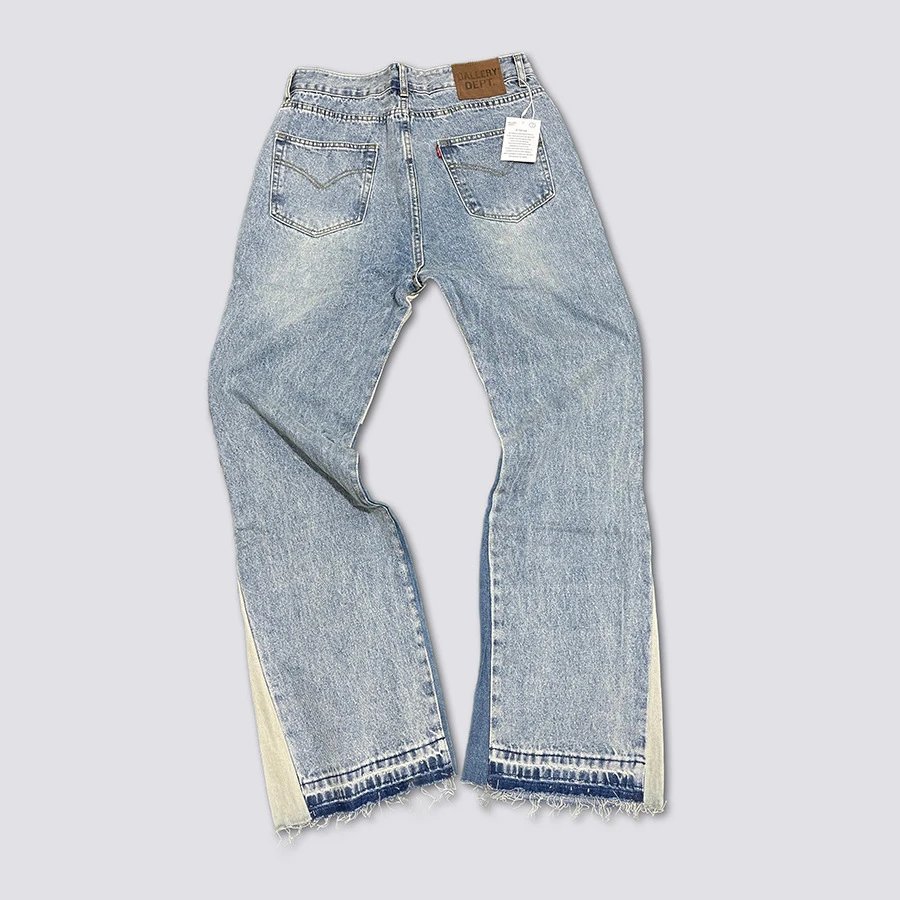 Design Colorblock Panel Denim Wide Leg Jeans Blue — product photo 2