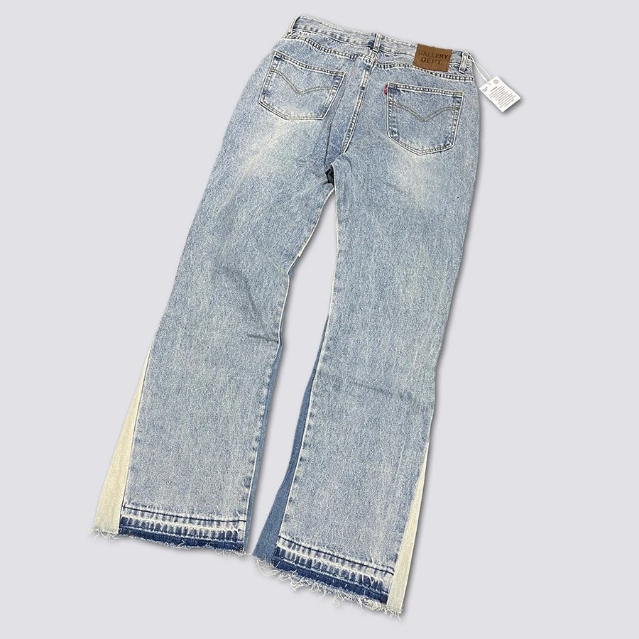 Design Colorblock Panel Denim Wide Leg Jeans Blue — product photo 3