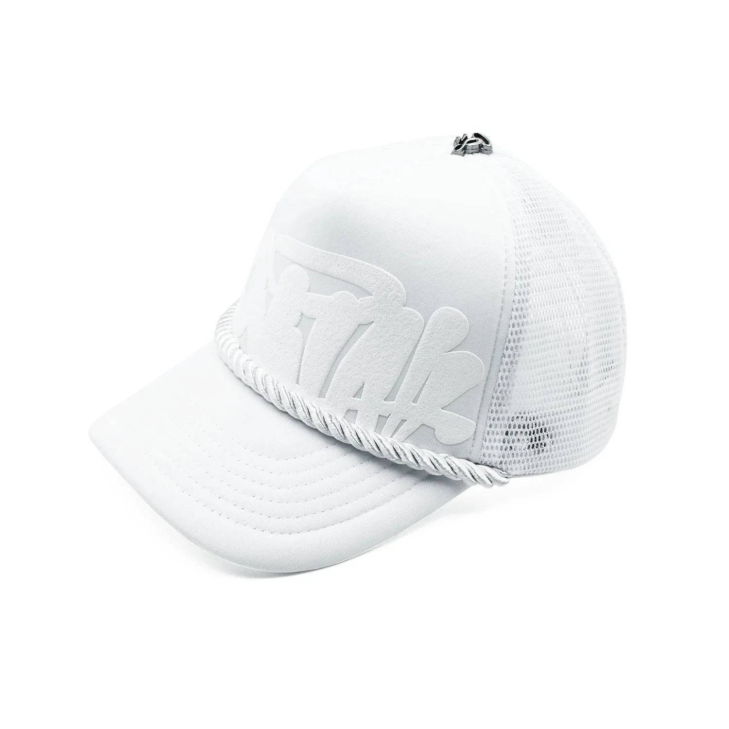 Design Graffiti Mesh Trucker Hat Streetwear Baseball Cap Black White and Gray — product photo 3
