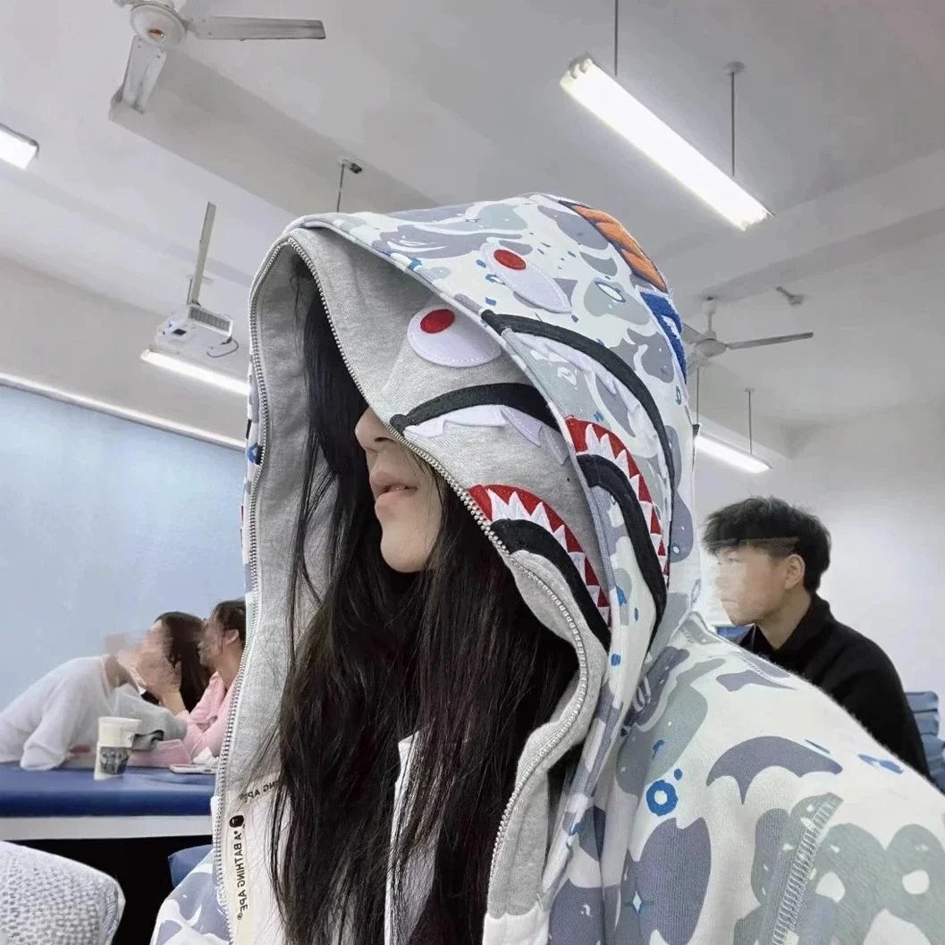 A Bathing Ape BAPE Shark Full Zip Camo Hoodie Multicolor — product photo 2