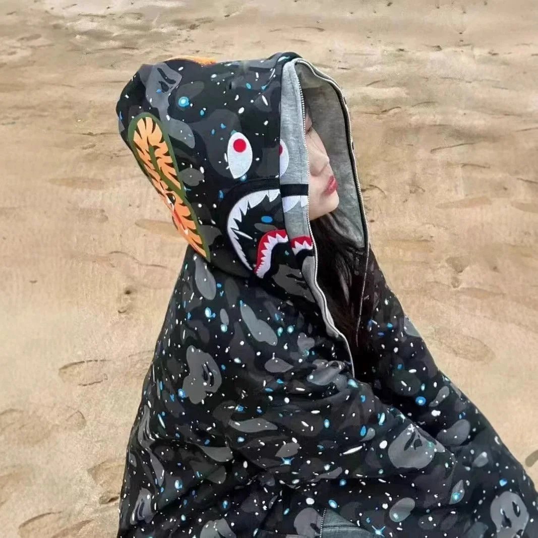 A Bathing Ape BAPE Shark Full Zip Camo Hoodie Multicolor — product photo 3