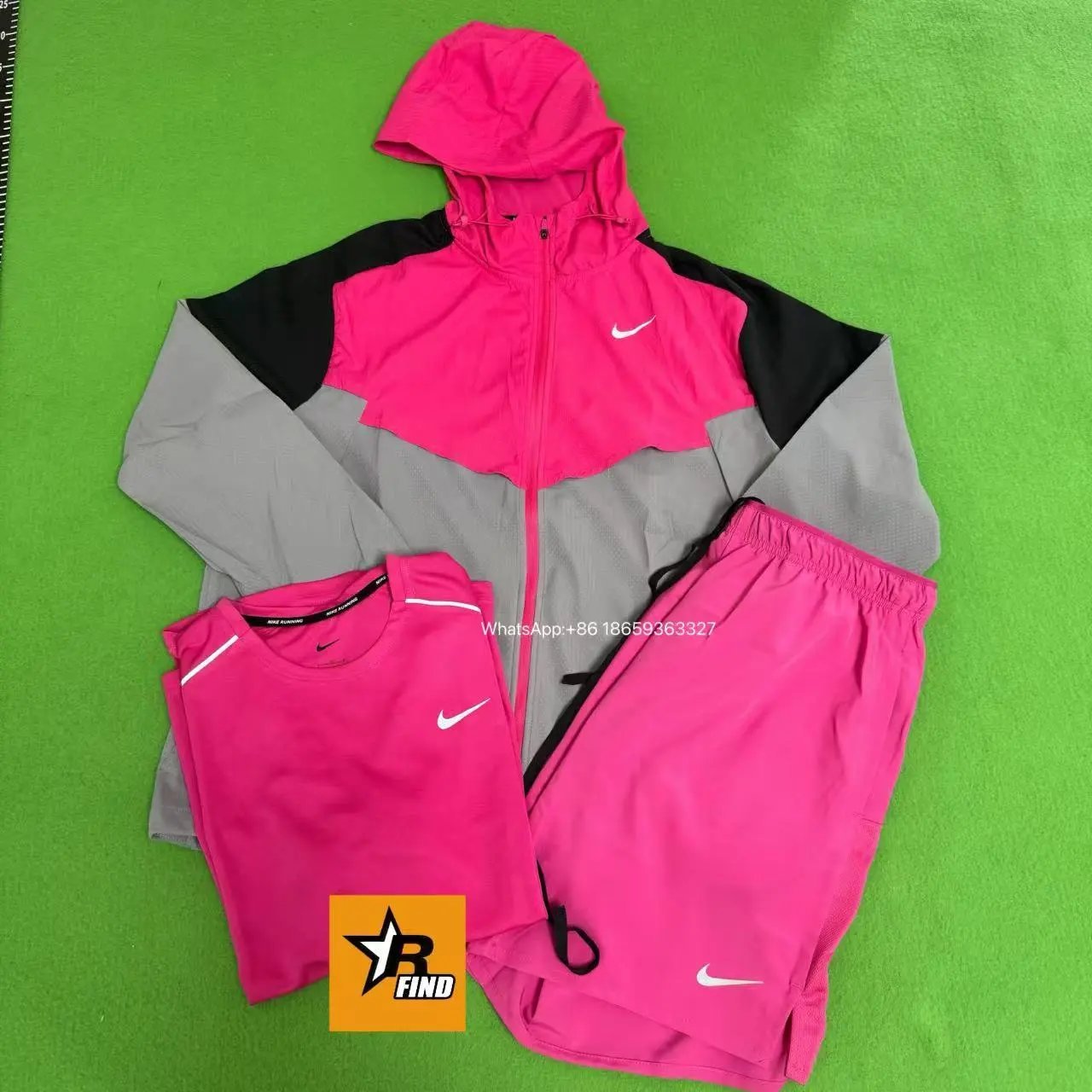 Nike Windrunner Sporty Tracksuit Set Pink and Gray