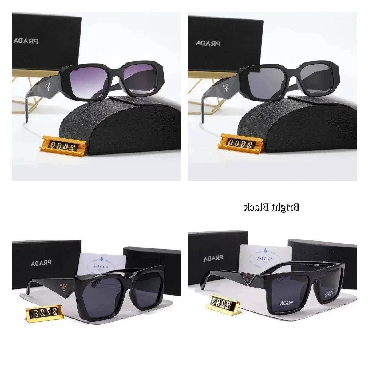 Prada Symbole Rectangular Sunglasses Black