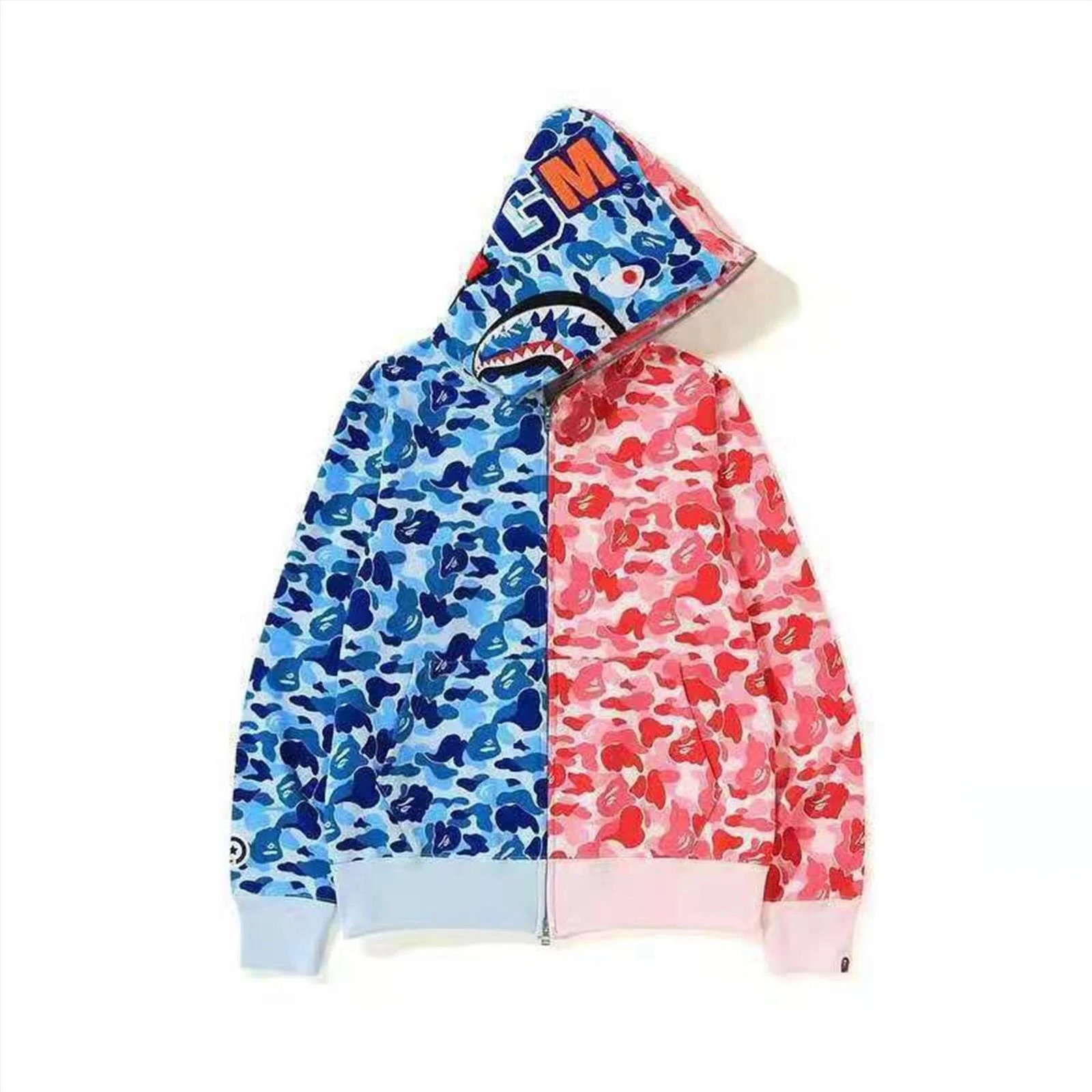 A Bathing Ape BAPE Shark Full Zip Hoodie Camo Streetwear Sweatshirt Multicolor — product photo 2