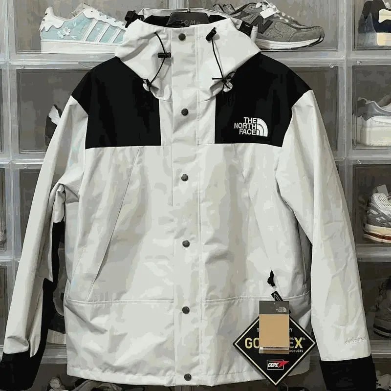 The North Face TNF Mountain Jacket Waterproof Windbreaker White and Black