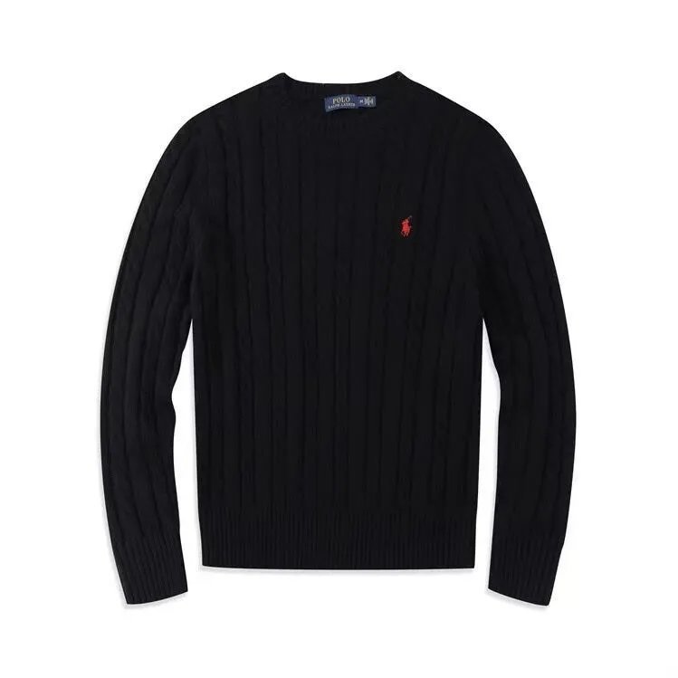 Ralph Lauren Cable-Knit Cotton Sweater Classic Crewneck Black — product photo 1